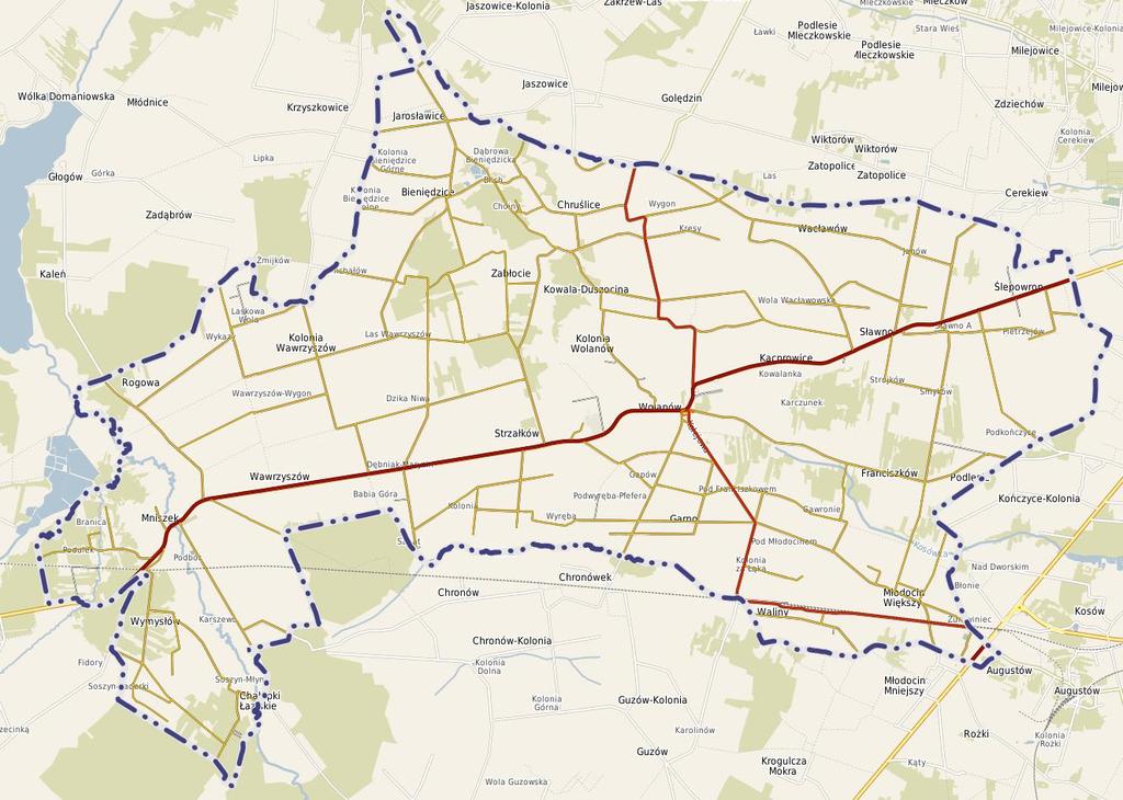 Green Key Program Rewitalizacji dla Gminy Wolanów na lata 2016-2023 Ryc. 4. Gmina Wolanów na tle sieci komunikacyjnej Źródło: wolanow.e-mapa.net Gmina Wolanów posiada 2 podstawowe ujęcia wody.