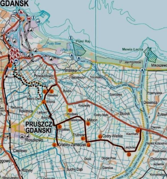 2.6. Szlak Mennonitów Całość trasy liczy 195 km, biegnie od Gdańska przez Żuławy Wiślane do Elbląga.