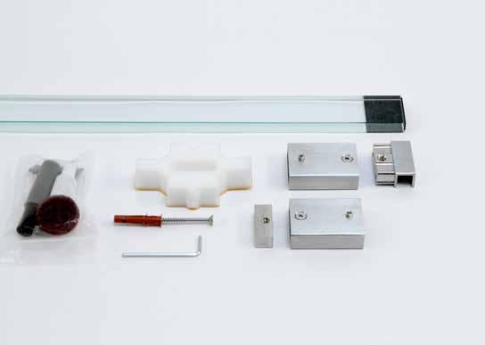 DK INDHOLD UK CONTENTS PL ZAWARTOŚĆ A D E C B DK SE UK A Glasstang A FästskruvA Glass rail B VægbeslagB VäggfästeB Wall bracket C Glasbelag C GlasfästeC Glass bracket D Limredskaber D Limverktyg D