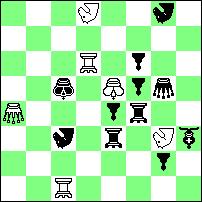 W uzupełnieniu dwa (takŝe interesujące) warianty. Konstrukcja elegancka, wstęp zaskakujący! 1.b5! ~ 2.d5+, c:d5# 1...Wf4 2.We7+, K:e7# (2.H:e5+?) 1...W:g4 2.H:e5+, S:e5# (2.We7+?) 1...e5~ 2.