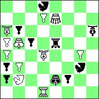 Interesująca gra, ale konstrukcja nielekka. 1.Wg1? ~ 2.G:d7# 1...c:b6! 1.Wb4? ~ 2.G:d7# 1...c:b6 2.W:b6# 1...Gb5! 1.Wc4? ~ 2.G:d7# 1...c:b6 2.c:b6# 1...Hh2! 1.Wd4?