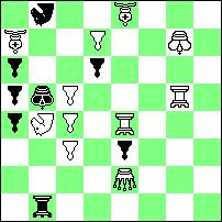 ..S:d2! 1.Sd4? tempo 1...Wb5! 1.Sd6? tempo 1...Wb6! 1.Sc7? ~ 2.Sa6# 1...Wa8! 1.Sa7! rempo 1...W~ 2.Hb7# 1...S:d2 2.G:d2# 1...Sc3 2.d:c3# 1.
