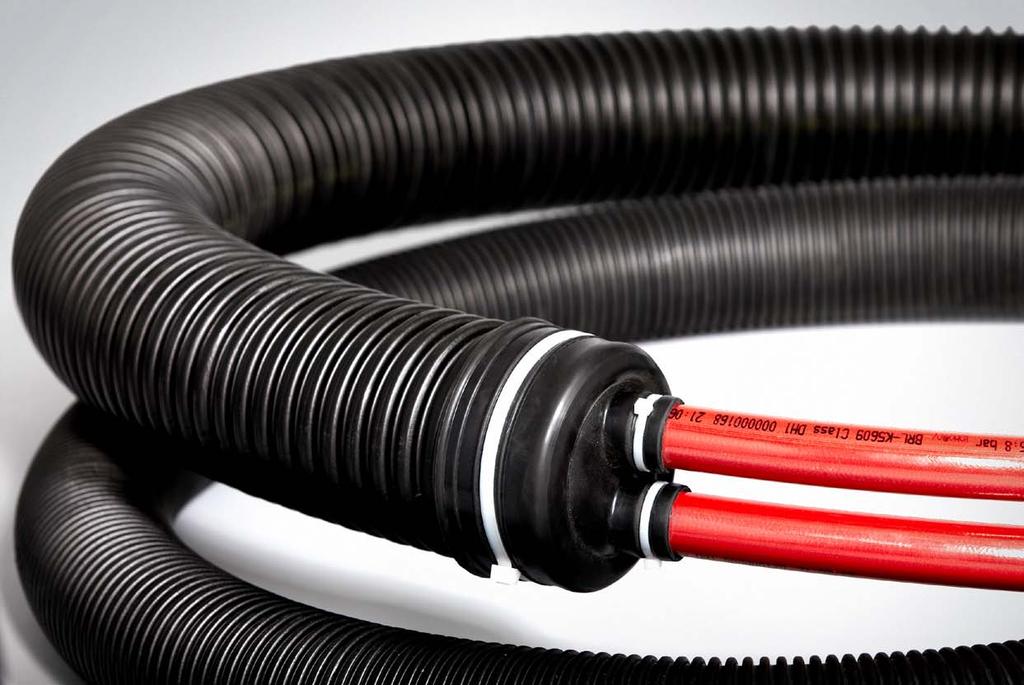 Flexalen 600 Plug & Play sets Kompaktowy, pełnoizolowany system rur do domów jedno i wielorodzinnych y idealny dla krótkich połączeń w ziemi y