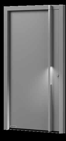 Aluminiowe drzwi zewnętrzne ThermoSafe Uchwyt wizualnie równy wysokości ramy Wzór 723 Wzór 822 Wzór 823 ThermoSafe Wzór 723 Aluminiowy profil uchwytowy w kolorze białego aluminium RAL 9006 lub