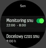 Monitoring snu Spokojny sen jest ważny dla utrzymania dobrej kondycji umysłowej i fizycznej. Możesz użyć zegarka, aby monitorować sen i śledzić średnią długość snu.