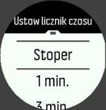 Możesz zatrzymać i zresetować za pomocą środkowego i dolnego prawego przycisku. Zamknij licznik czasu, przytrzymując naciśnięty środkowy przycisk. 3.33.