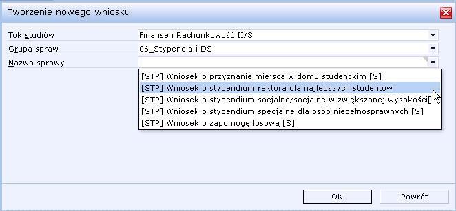 Wirtualna Uczelnia student Aby wyświetlić szczegółowe informacje dotyczące wniosku którego wypełnianie zostało rozpoczęte należy kliknąć kursorem w jego nazwę lub numer techniczny na liście.