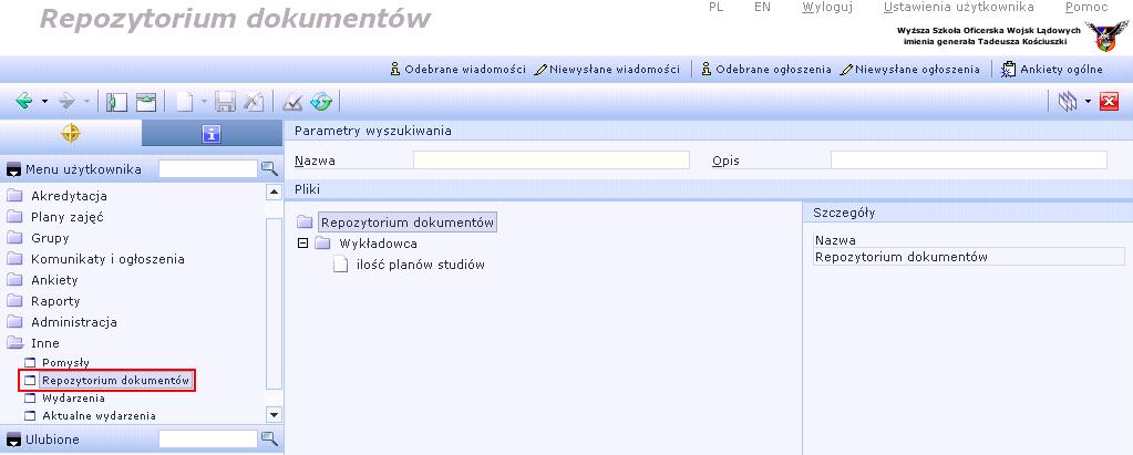 Wirtualna Uczelnia Student Repozytorium dokumentów Wybierając z głównego menu: Inne Repozytorium dokumentów