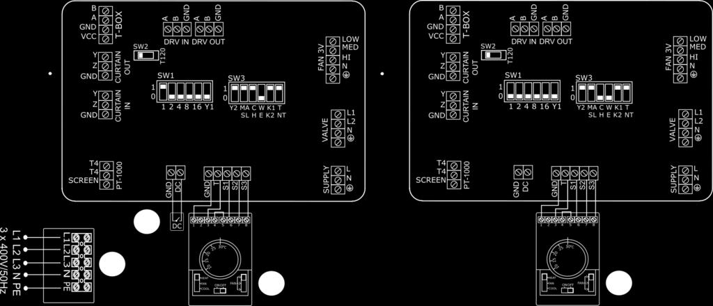 4.3.2. REGULATION TS-ELIS DUO -E WIRING DIAGRAMS 4.3.2. REGULACJA TS-SCHEMATY PODŁĄCZENIA ELIS DUO -E 4.3.2. REGELING TS-ELiS DUO -E ELEKTRISCHE SCHEMA'S 4.3.2. УПРАВЛЕНИЕ TS СХЕМЫ ПОДКЛЮЧЕНИЯ ELIS DUO -E AIR CURTIAN PLATE FAN HEATER PLATE Power supply 3x400 V/50 Hz ELiS DUO-E-100 (min.