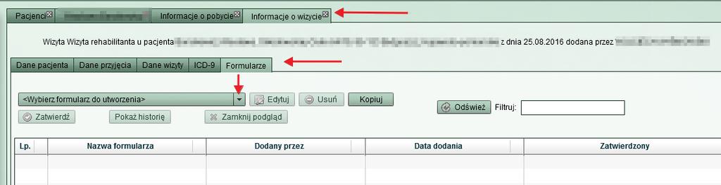 W celu edycji danych procedury, zaznaczamy wybraną procedurę klikając na nią i wciskamy przycisk Edytuj, następnie poprawiamy dane widoczne w formularzu takim jak na 24.