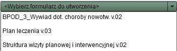 44 W celu wypełnienia formularza wizyty, wybieramy żądany typ z listy i klikamy na niego.