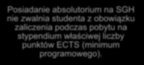 Posiadanie absolutorium na SGH nie zwalnia studenta z obowiązku zaliczenia podczas pobytu na stypendium