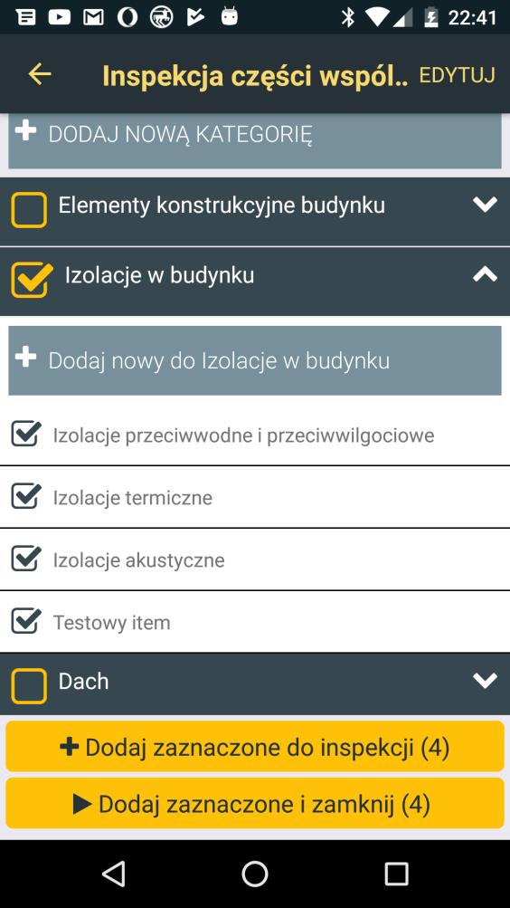 DODANIE ELEMENTU OCENY STANU TECHNICZNEGO Na kolejnym ekranie jest możliwość dodania jednego lub wiele elementów oceny stanu technicznego, do aktualnie