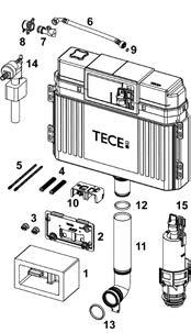 TECEprofil części zamienne TECE-Spłuczki podtynkowe do WC 9800 - Spłuczka podtynkowa do WC 0 mm, części 9800 Szablon styropianowy z wkrętami 0,0 9800 Płytka maskująca z pokrętłami,0 98008 Pokrętkła