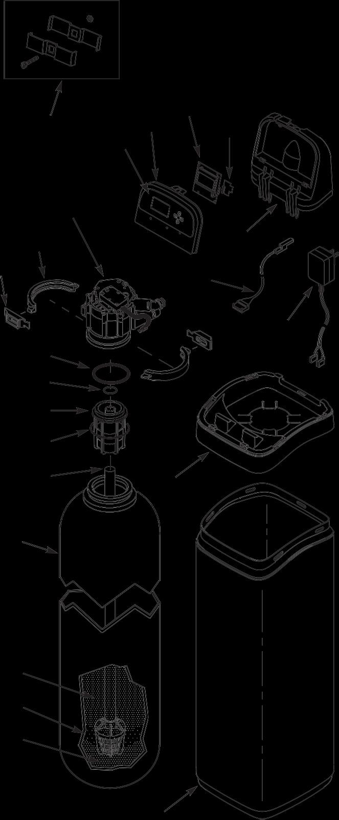 RYSUNEK ZŁOŻENIOWY FILTRA CZĘŚCI ZAMIENNE Repair WSZYSTKICH Parts All MODELI Units LISTA CZĘŚCI FILTRA 1 Nr na rys. Nr części Opis 1 7353365 Pokrywa górna 4 22 2 5 3 Zespół zaworu części na str.