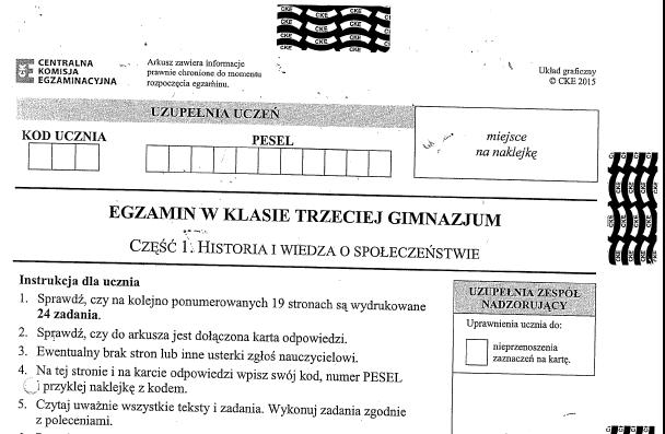 KODOWANIE ARKUSZY STANDARDOWYCH Z ZAKRESU HISTORII I WOS, PRZEDMIOTÓW PRZYRODNICZYCH I POZIOMU PODSTAWOWEGO JĘZYKA OBCEGO Pola na zeszycie zadań i karcie odpowiedzi, które należy wypełnić.