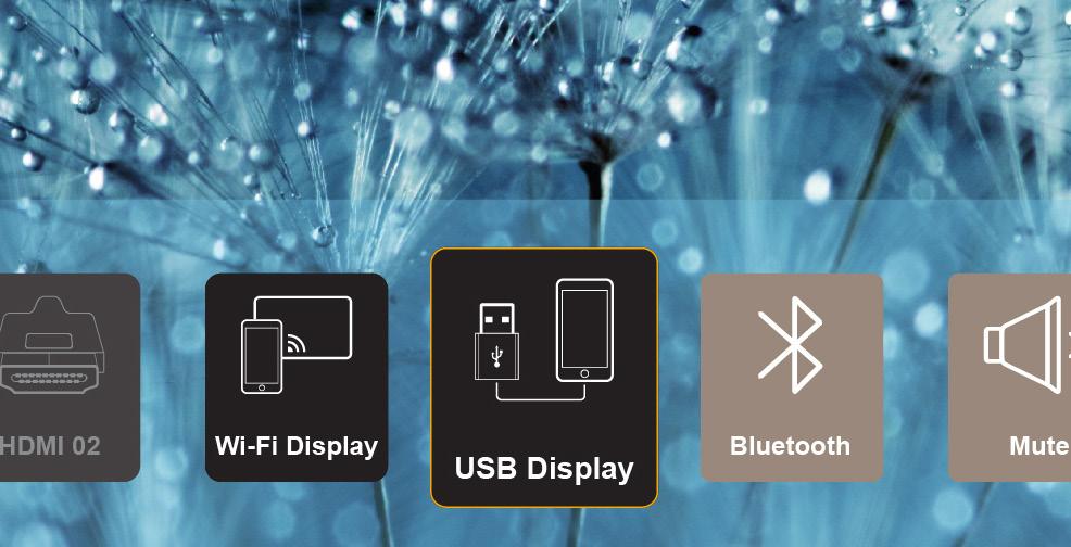 KORZYSTANIE Z PROJEKTORA Korzystanie z funkcji USB Display Wybierz pozycję USB Display, aby przesłać ekran urządzenia