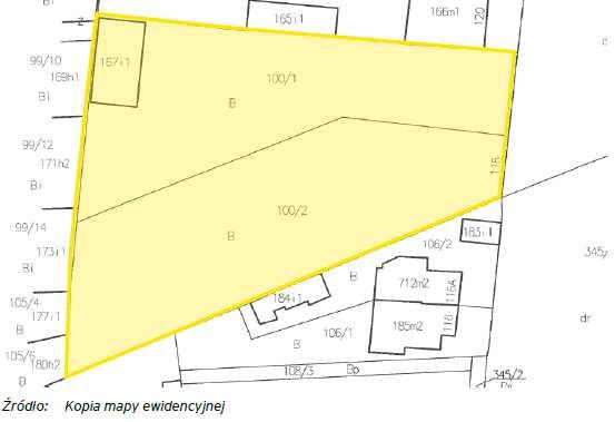 PRZEDMIOT SPRZEDAŻY Przedmiotem sprzedaży są nieruchomości stanowiące: prawo własności działki o numerze ewidencyjnym 100/1 o powierzchni 1.