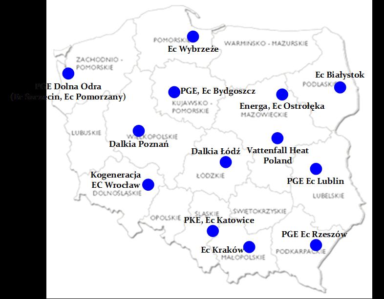 elektrociepłowni zawodowych, które pokrywają całość lub większość zapotrzebowania na ciepło w ciągu roku oraz mają znaczący udział w pokryciu średniorocznego zapotrzebowania na energię elektryczną.