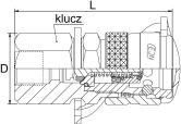 - CJ-HP-1011714 3/8 BSP - uszczelka metalowo - gumowa L D 60 CJ-HP-101171454 3/8 NPT - - 62 CJ-HP-101176202 1/4 BSP - stożek 120 22 CJ-HP-101176404 3/8 NPT - - CEJN 218 Szybkozłącze 1000 bar o dużym