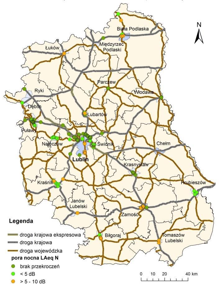 Mapa 1. Pomiary krótkookresowe - lokalizacja punktów pomiarowych hałasu drogowego w porze dziennej w latach 2012 2016 Mapa 2.