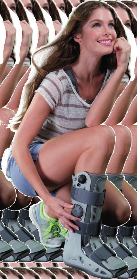 wszystkich typach butów. Zmierzono również całkowity zakres ruchu w każdym typie unieruchomienia.