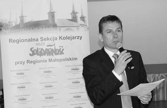 Zebranie otworzył przewodniczący Henryk Sikora witając delegatów i zaproszonych gości: Danutę Dunin i Wojciecha Grzeszka z Regionu Małopolskiego NSZZ S (RM), Łukasza Smółka szefa gabinetu