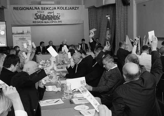 Sprawozdanie z działalności RSK NSZZ S w Krakowie z kadencji 2014 2018 (obszerne fragmenty) Delegaci przyjęli 6 stanowisk. Przewodniczący Krajowej Sekcji Kolejarzy NSZZ Solidarność Henryk Grymel.