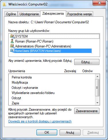 Jakie są "Uprawnienia Użytkowników domowych"? Kliknij Anuluj. Zamknij wszystkie otwarte okna.