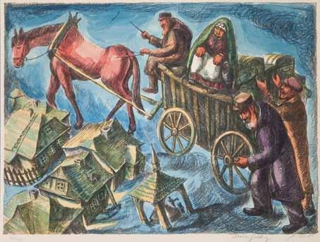 15 Chaim Goldberg (1917 Kazimierz Dolny 2004 Boca Raton) Skrzypek na dachu litografia kolorowana/papier, 52,5 x