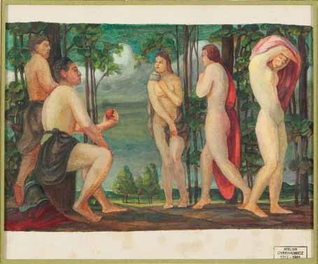 26 Zdzisław Cyankiewicz (Cyan) (1912 Czechowice 1981 Paryż) Sąd Parysa akwarela/papier, 18,5 x 23 cm p.