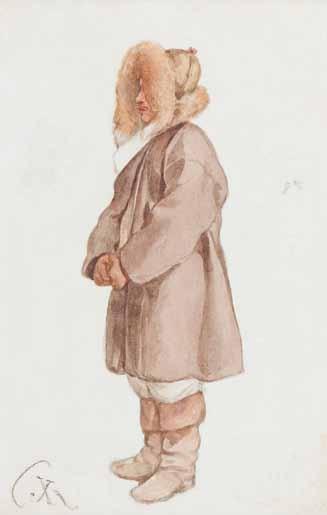 30 Juliusz Kossak (1824 Nowy Wiśnicz 1899 Kraków) Mężczyzna w zimowym stroju akwarela/papier,