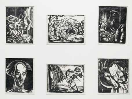 35 Władysław Lam (1893 1984) 6 współoprawnych grafik z teki "Don Kichot", 1925 r. drzeworyt/papier, 1. Dysputa 26 x 20 cm 2.