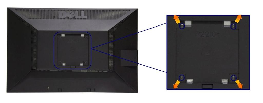 (wielkość śrub: M4 x 10 mm). Zapoznaj się z instrukcjami, które dołączone są do zestawu mocowania podstawy zgodnego z VESA. 1. Ustaw panel monitora na miękkiej szmatce lub poduszce na stabilnym i równym stole.