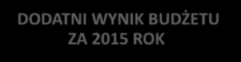 DODATNI WYNIK BUDŻETU ZA 2015 ROK lp. Wyszczególnienie Plan pierwotny na 2015 r. Plan na 31.12.2015 r. wykonanie 2015 r. A.