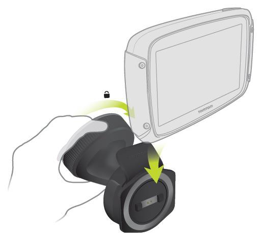 Montaż w samochodzie Jeśli zestaw zawiera uchwyt samochodowy, za jego pomocą zamocuj urządzenie TomTom Rider w pojeździe.