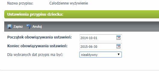 4. Po stworzeniu powyższych opłat należy poprzez przypisać obie opłaty do wybranych dzieci korzystających z dofinansowania MOPS. 5. Ważne!