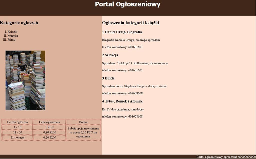 Witryna internetowa Obraz 2. Witryna internetowa Przygotowanie grafiki Plik ksiazki.jpg, wypakowany z archiwum, należy przeskalować do wymiarów: szerokość 200 px, wysokość 300 px.