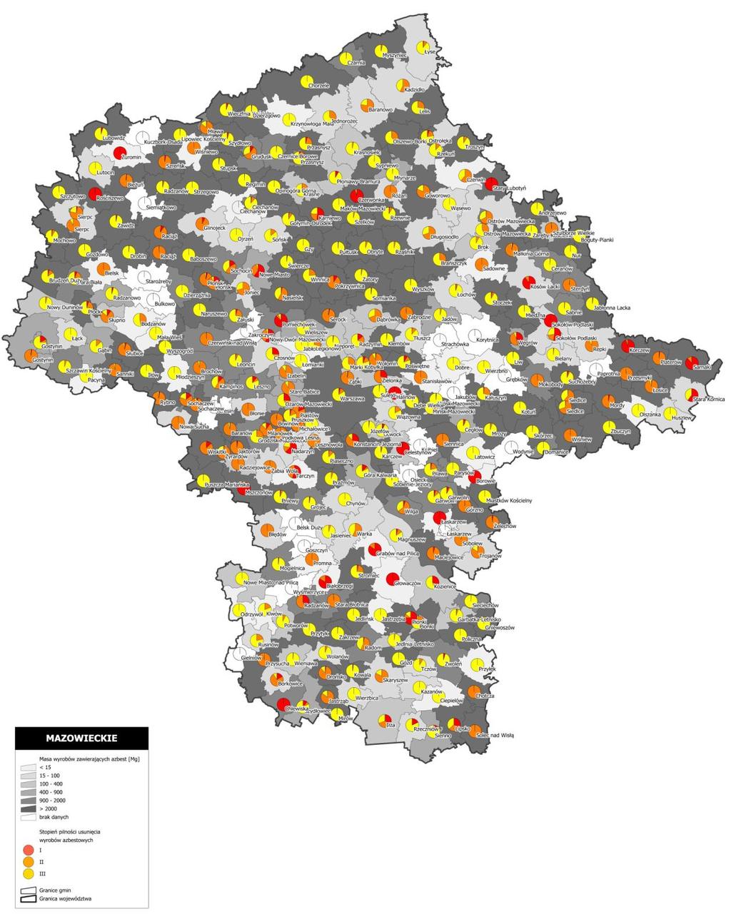 Rysunek 3 Ilość wyrobów zawierających azbest w układzie wojewódzkim (Mg)