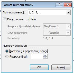 Polecenie Numery stron umieszcza wstawiany numer w ramce. Dzięki temu można przesunąć go w dowolne miejsce na stronie.