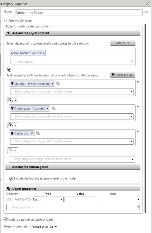 20. Utwórz automatyczne podkategorie na podstawie UDA - FABRICATION_STATUS.