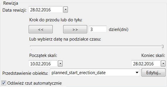 5. Wyświetlanie harmonogramu budowy za pomocą narzędzia Wizualizacja stanu projektu. a. Na karcie Zarządzaj kliknij Stan projektu, aby wyświetlić okno dialogowe Wizualizacja stanu projektu. b. Na liście obok przycisku Wczytaj wybierz ustawienie wizualizacji utworzone w kroku 4.