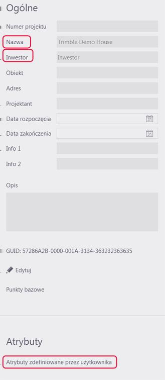 Przykład: Eksport właściwości projektu Możesz automatycznie uwzględniać dowolną właściwość projektu w eksporcie właściwości projektu.