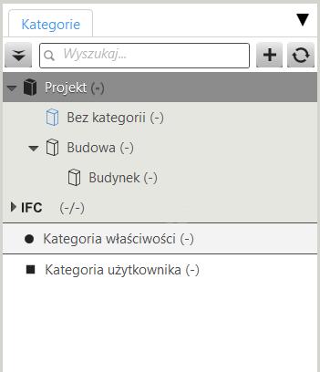 Po uwzględnieniu obiektów w kategoriach: Liczba obiektów w kategorii będzie wyświetlana w nawiasie dla kategorii położenia i kategorii właściwości oraz w odniesieniu do najniższego poziomu kategorii