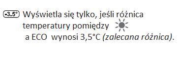 Ekran Komfort Ekran Eco F Temperatura Eco jest obowiązkowo niższa od temperatury Komfortu (minimum 0,5 C) i ograniczona do maksimum I9 C.
