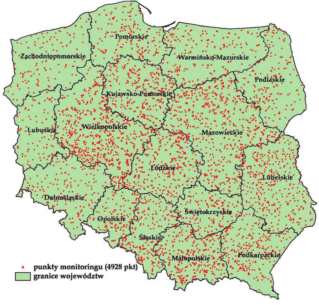 86 Tamara Jadczyszyn, Czesław Pietruch, Wojciech Lipiński Rys. 1. Rozmieszczenie punktów Resortowego Monitoringu Gleb i Wód Gruntowych na obszarze Polski Fig. 1. Localization of monitoring sites on the territory of Poland 3.