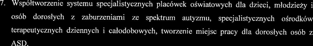 autyzmu, zwiększni dostępności programów oddziaływań kompnsacylno -- traputycznych, prowadzni działań dukacyjnych, w tym kampanii