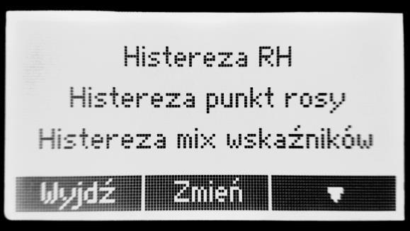 Tutaj można ustawić pozycję wartości zadanej względem interwału operacyjnego oraz wartość histerezy.