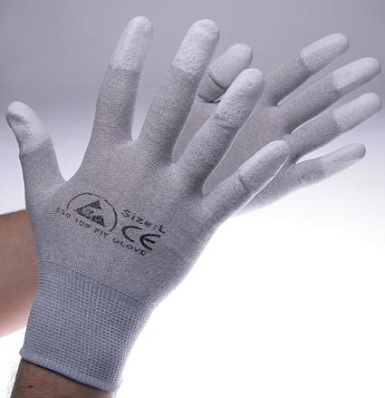 Rękawiczki antystatyczne ESD nylonowe z palcami powlekanymi poliuretanem Skład: Nylon