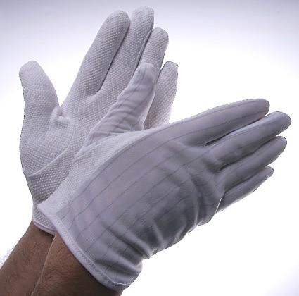 Rękawiczki antystatyczne ESD z poliestru z wszytą nicią węglową Dłonie pokryte mikronakropieniem